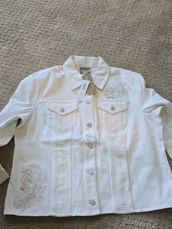 Chico's Jackets & Blazers - Chico's White Embellished Jean Jacket